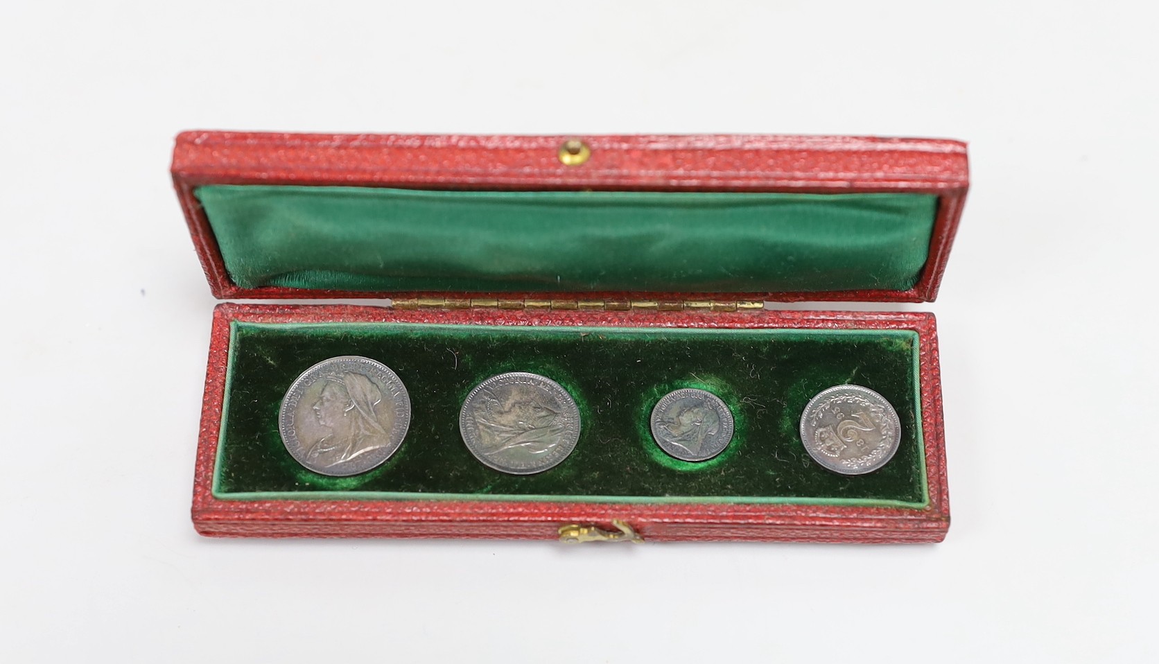 UK coins, cased Victoria Maundy set 1895